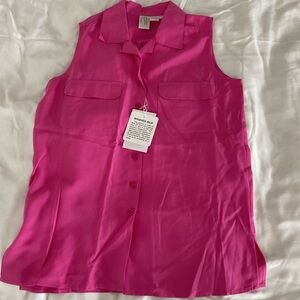 Vintage Clifford and Wills Women’s Pink Silk Sleeveless Button-up Size XS